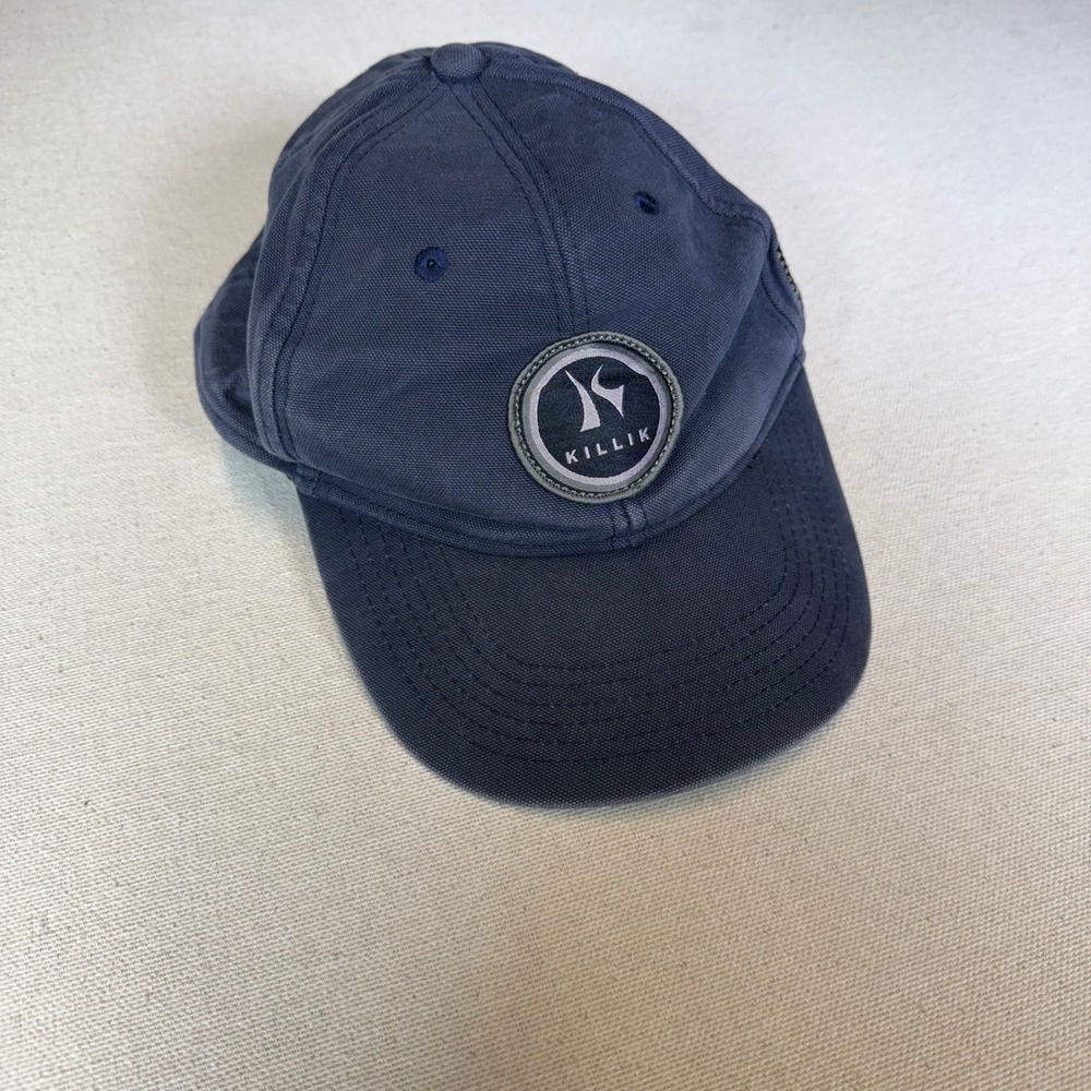 Killik Mens Navy Blue Canvas Baseball Cap Adjustable Hat American Flag Patch